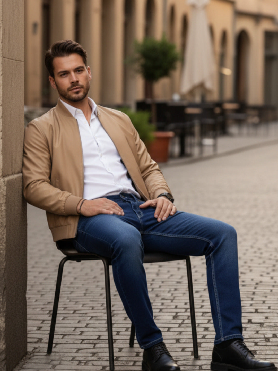 Men Navy Straight Fit Jeans