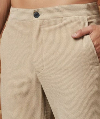 Men Beige Corduroy Pant