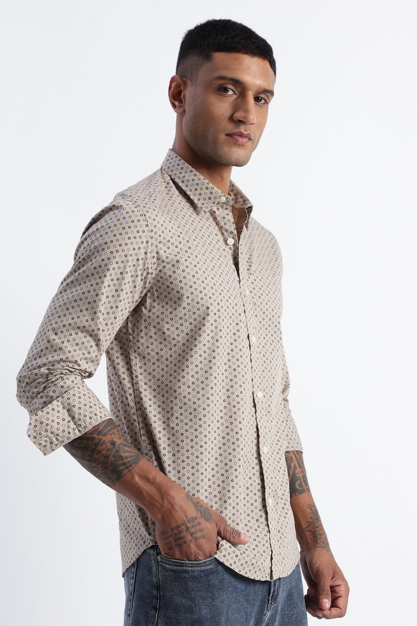 Men Micro-Print Shirt
