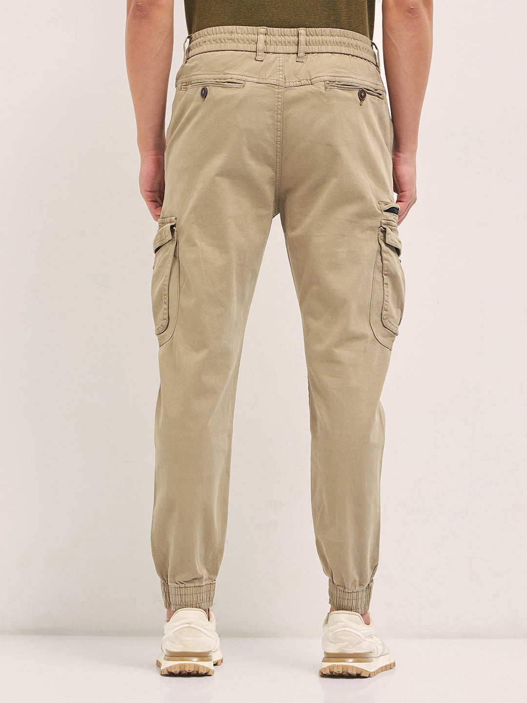 Men Beige Regular Fit Cargo Pants