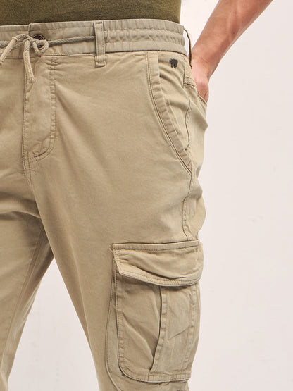 Men Beige Regular Fit Cargo Pants