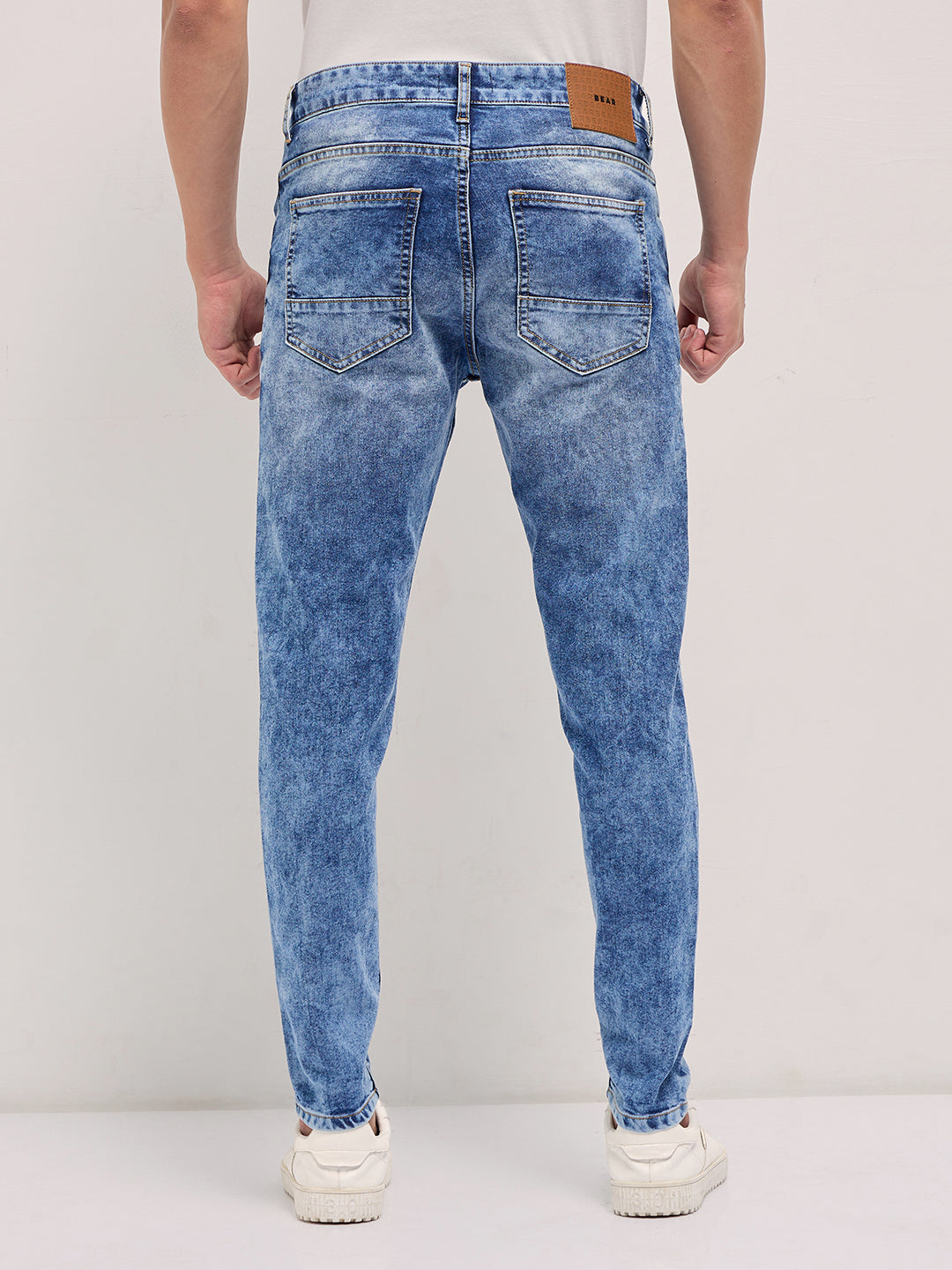 Men Blue Acid Wash Mid-Rise Skinny Fit Jeans