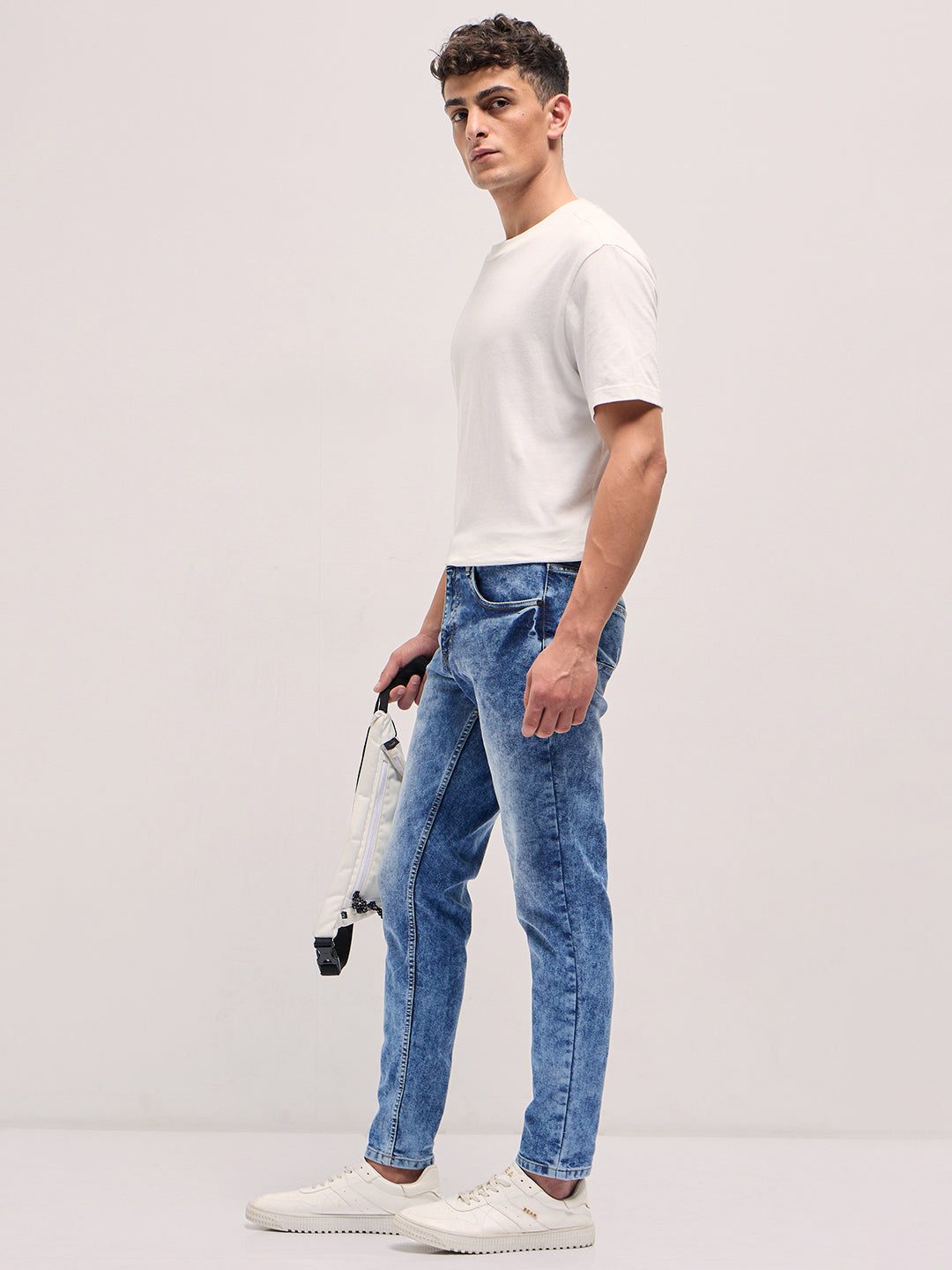 Men Blue Acid Wash Mid-Rise Skinny Fit Jeans