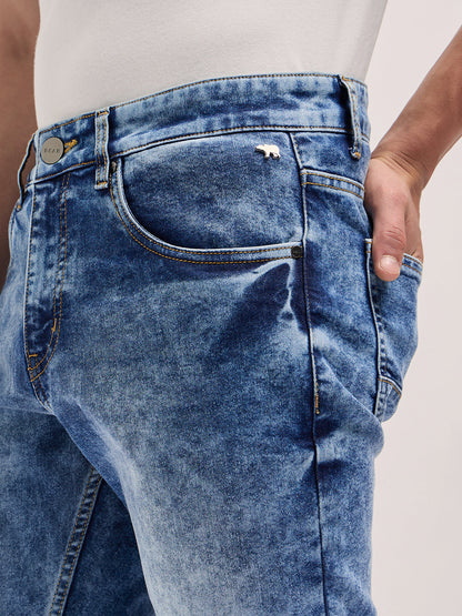 Men Blue Acid Wash Mid-Rise Skinny Fit Jeans