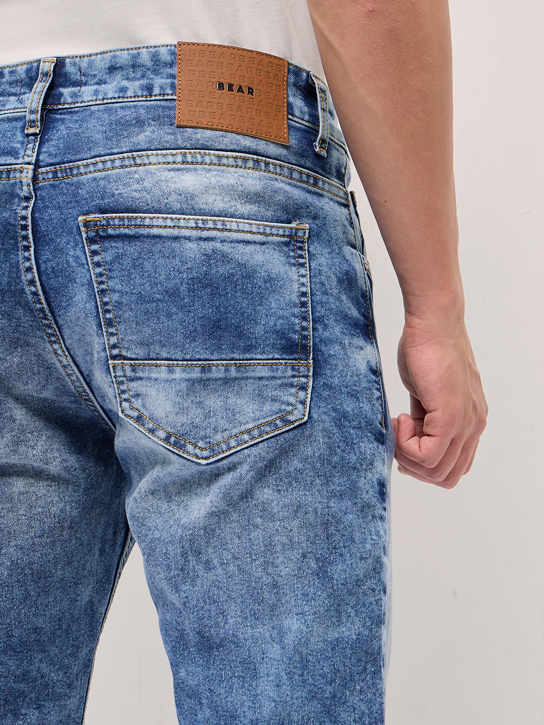 Men Blue Acid Wash Mid-Rise Skinny Fit Jeans