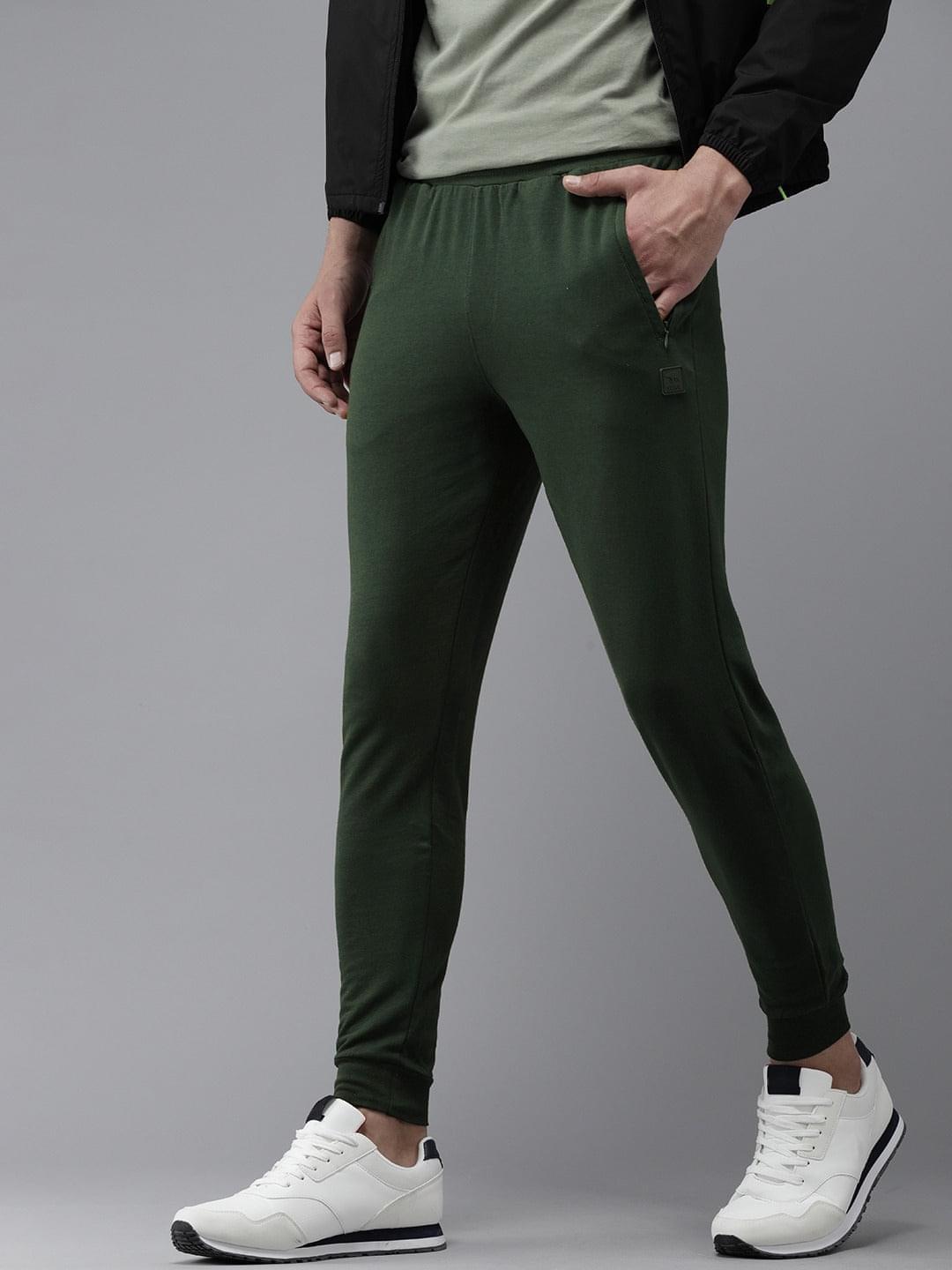 Men Ardor Edition Green Pure Cotton Slim Fit Track Pants