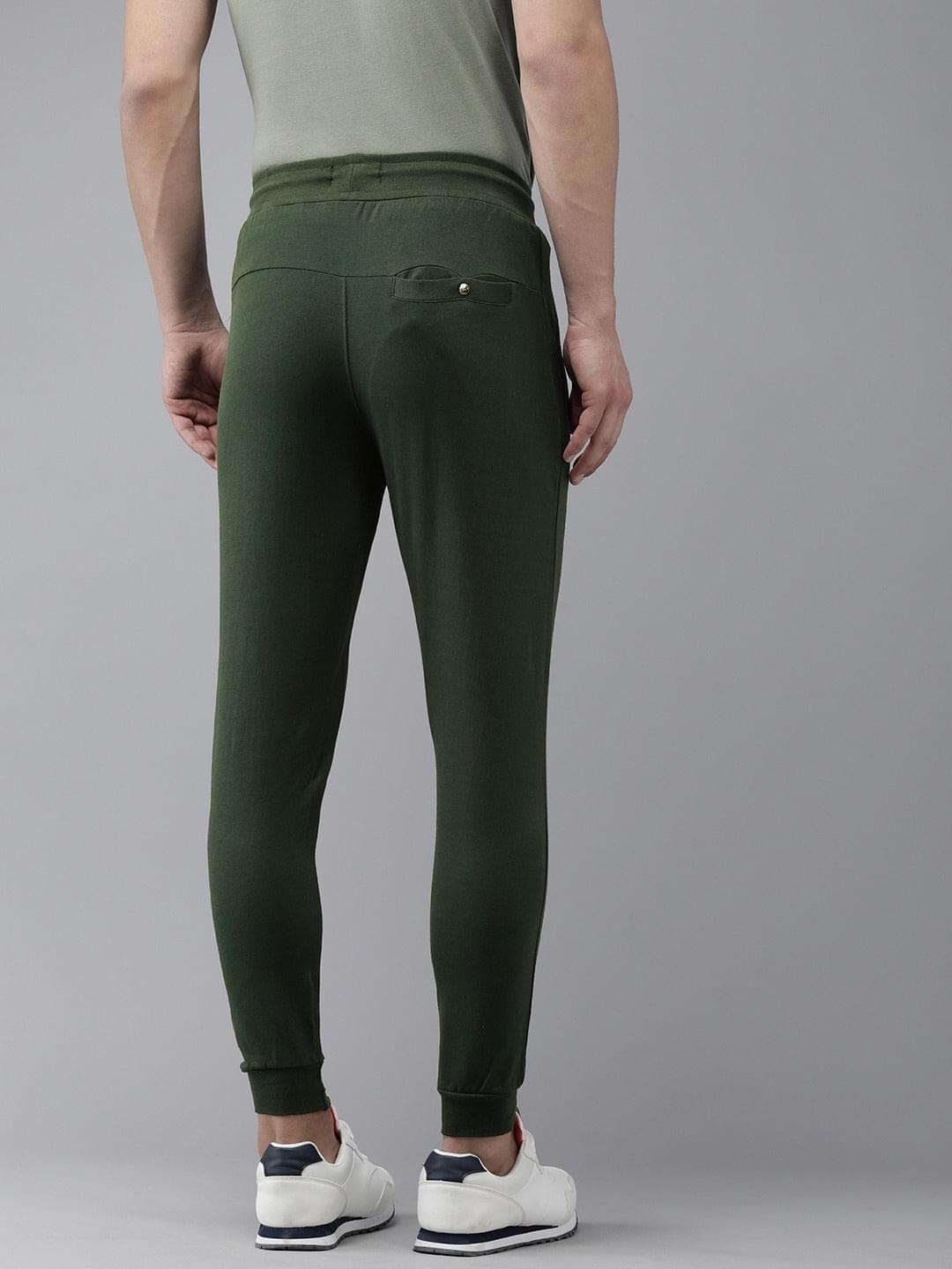 Men Ardor Edition Green Pure Cotton Slim Fit Track Pants