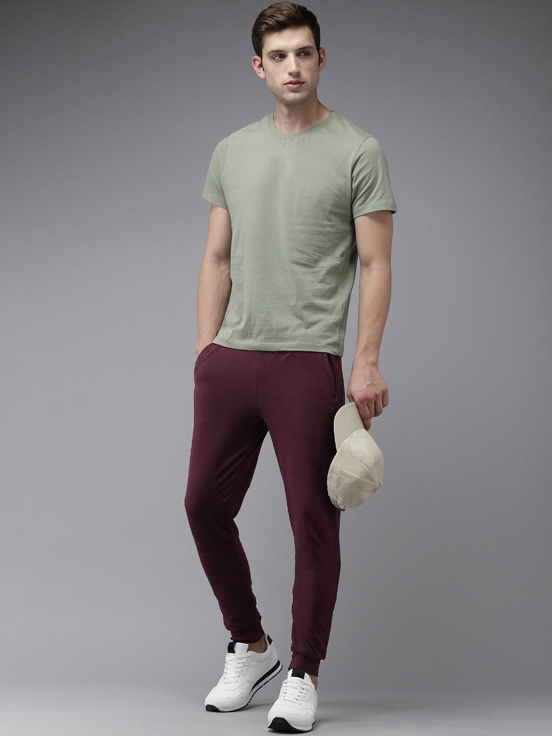 Men Ardor Edition Maroon Slim Fit Pure Cotton Track Pants