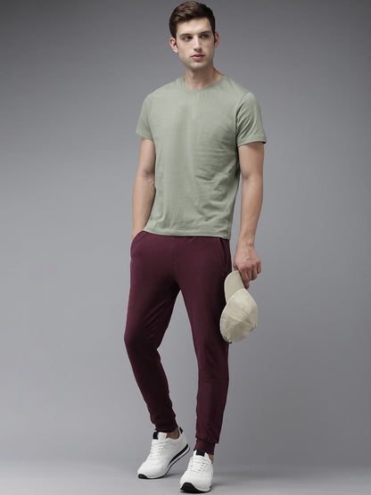 Men Ardor Edition Maroon Slim Fit Pure Cotton Track Pants