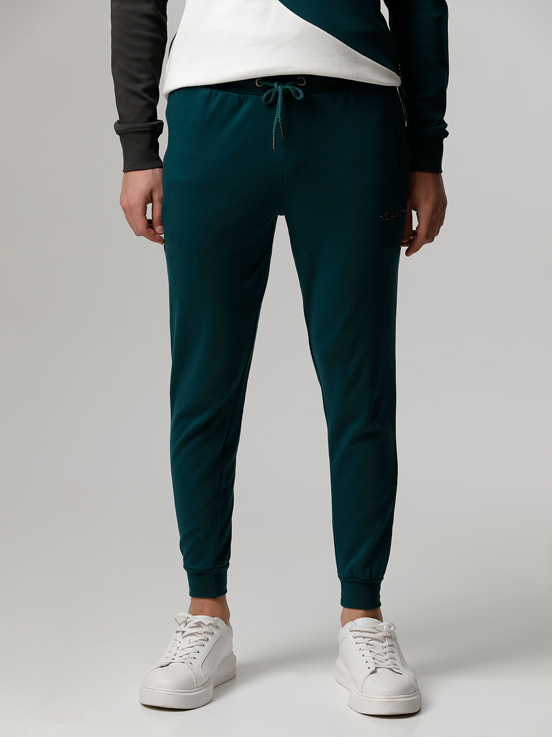 Men Ardor Edition Green Solid Slim Fit Track Pants