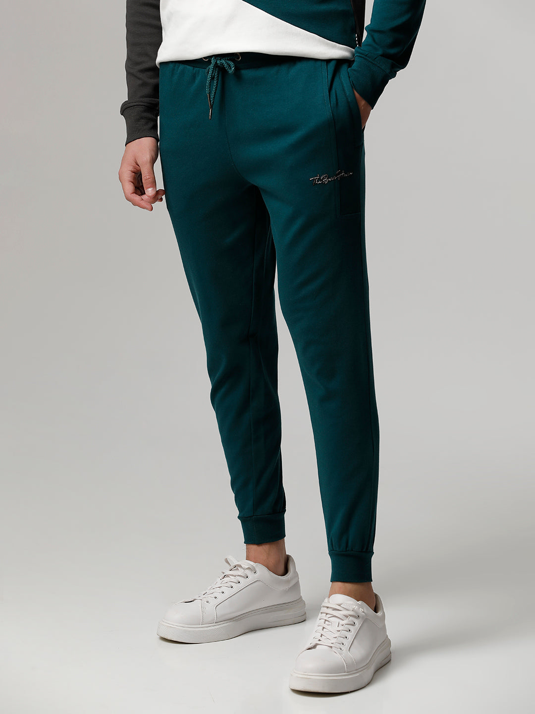 Men Ardor Edition Green Solid Slim Fit Track Pants