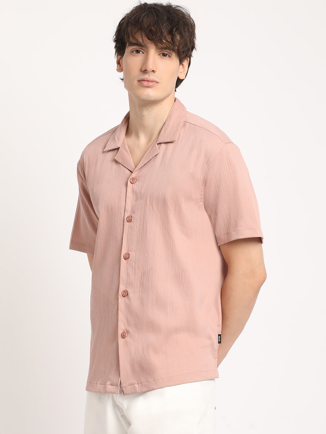 Men  Pink Solid Regular Fit Casual Shirt