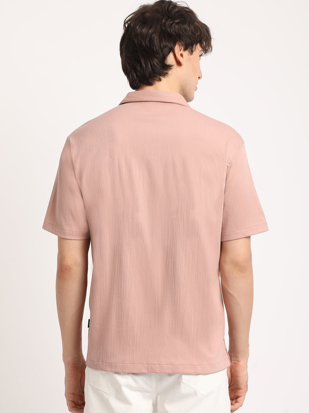 Men  Pink Solid Regular Fit Casual Shirt